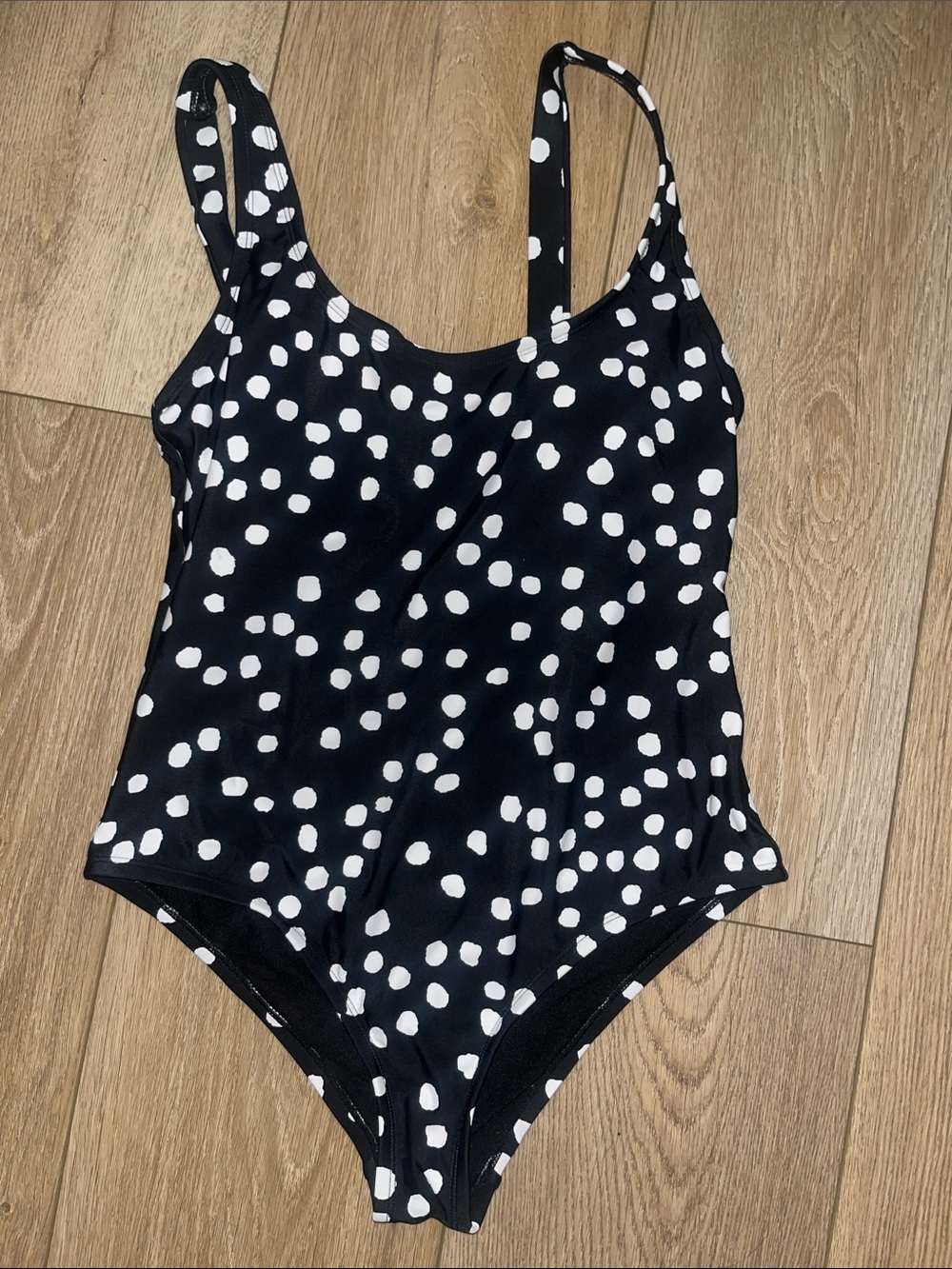 Kona Sol Black One-Piece with White Polka Dot Trim